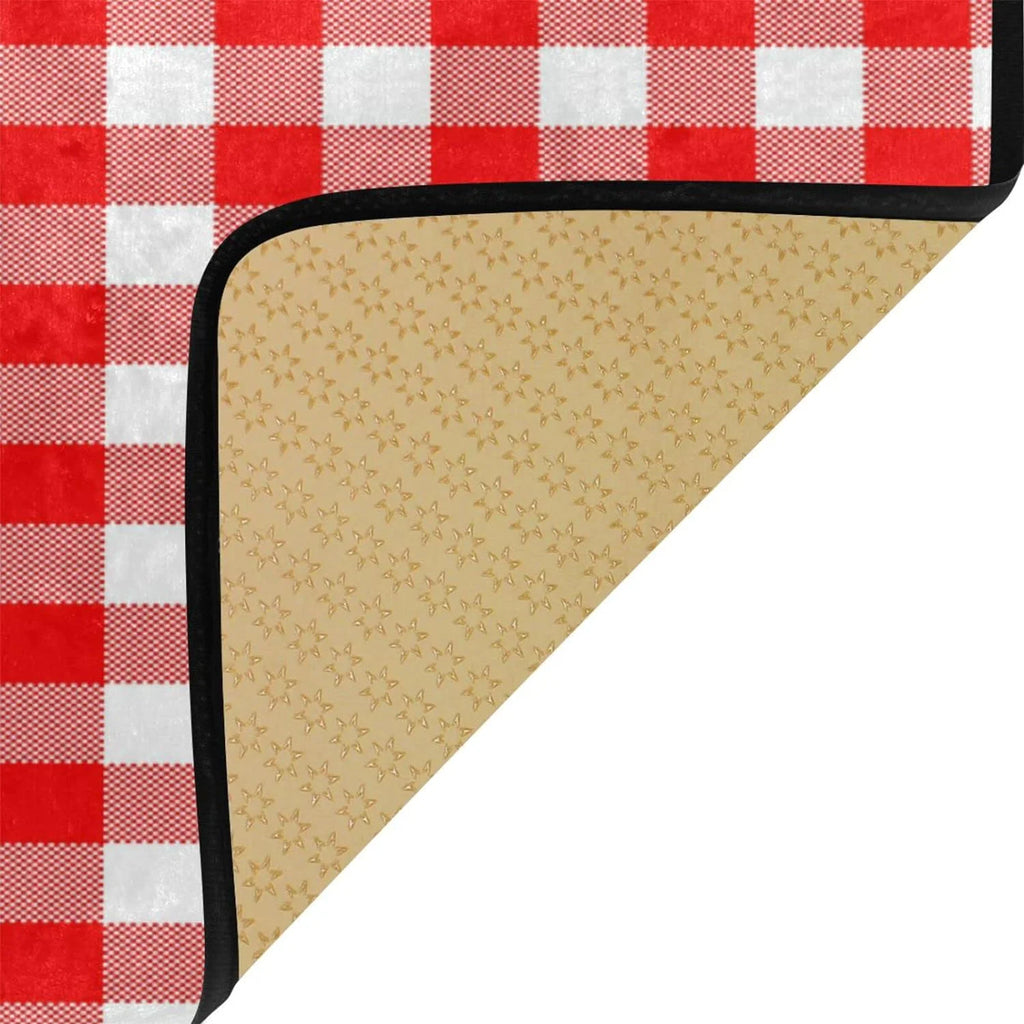 Bestwell Plaid Red and White Kitchen Rug Mat Anti-Fatigue Comfort Floor Mat Waterproof Non Slip Washable Kitchen Rug for Kitchen Washroom Bedroom Sink 39 x 20 inch
