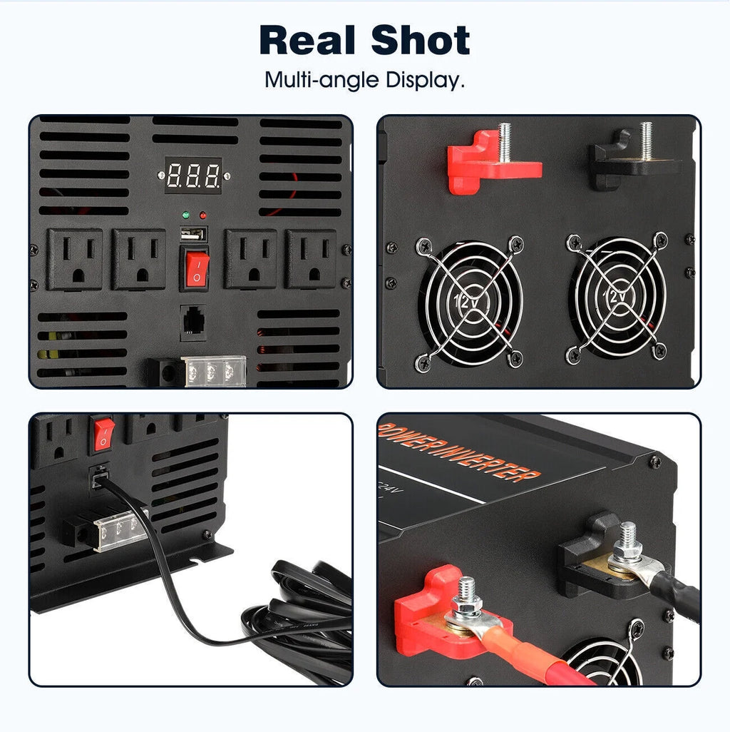7000W Pure Sine Wave Car Power Inverter DC 12V To AC 120V LCD Car RV Solar Converter
