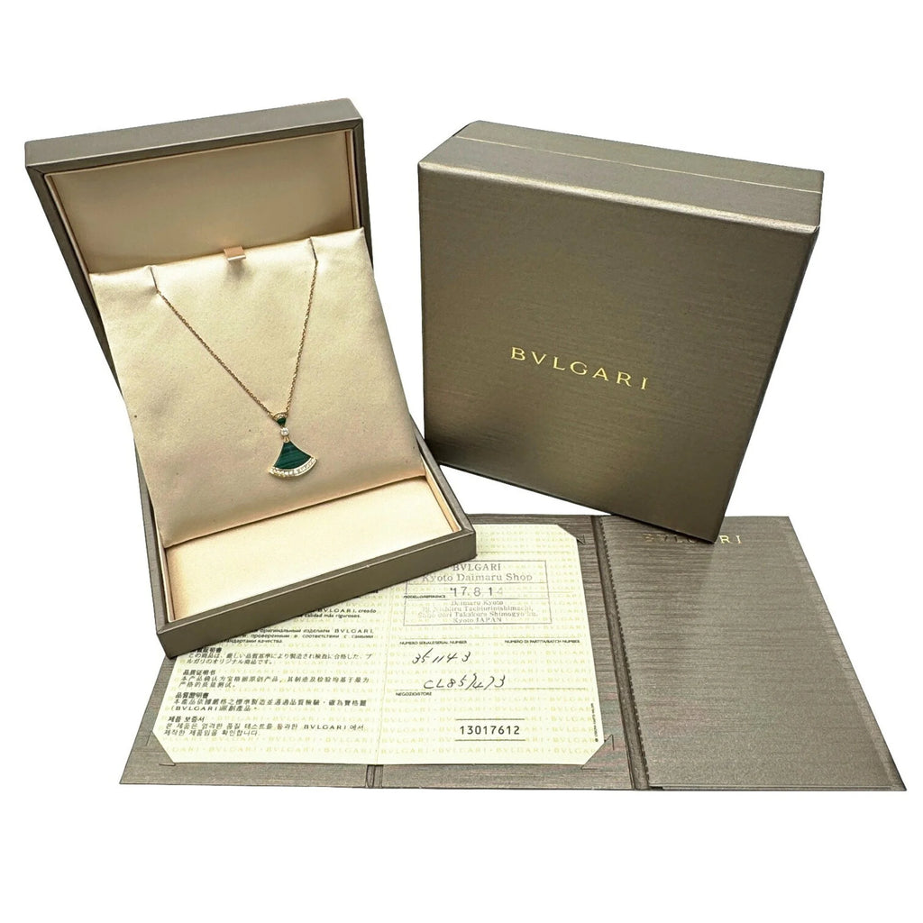 Used BVLGARI Bvlgari Diva Dream Necklace Malachite Diamond K18PG D0.28ct Pink Gold 7.3g Ladies Pendant (Good)