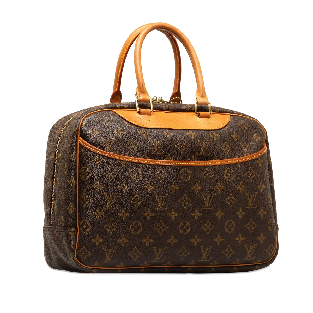 Used Authenticated Louis Vuitton Monogram Deauville Canvas Brown Handbag Top HandleBag Unisex (Good)