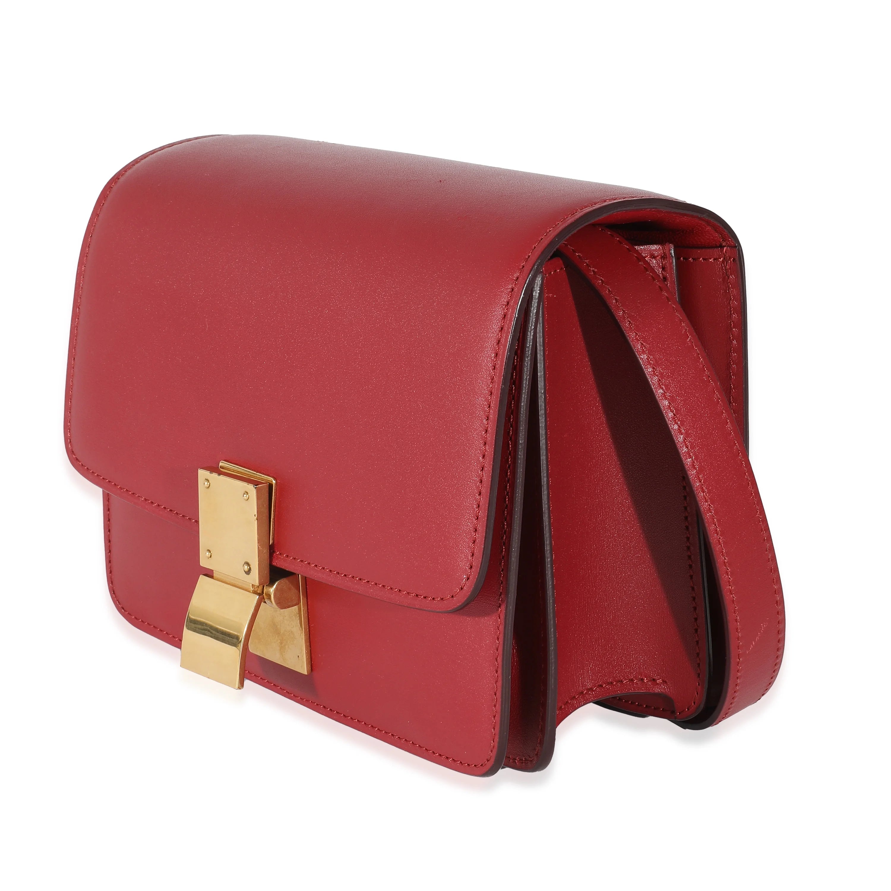 Celine Red Smooth Calfskin Small Classic Box Bag Previously Owned