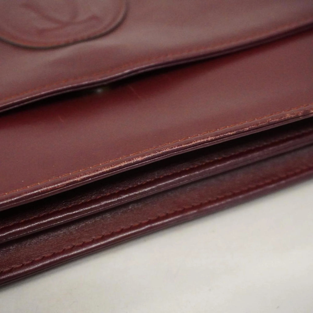 Previously Owned Cartier Shoulder Bag Must Leather Bordeaux For Her (Good)
