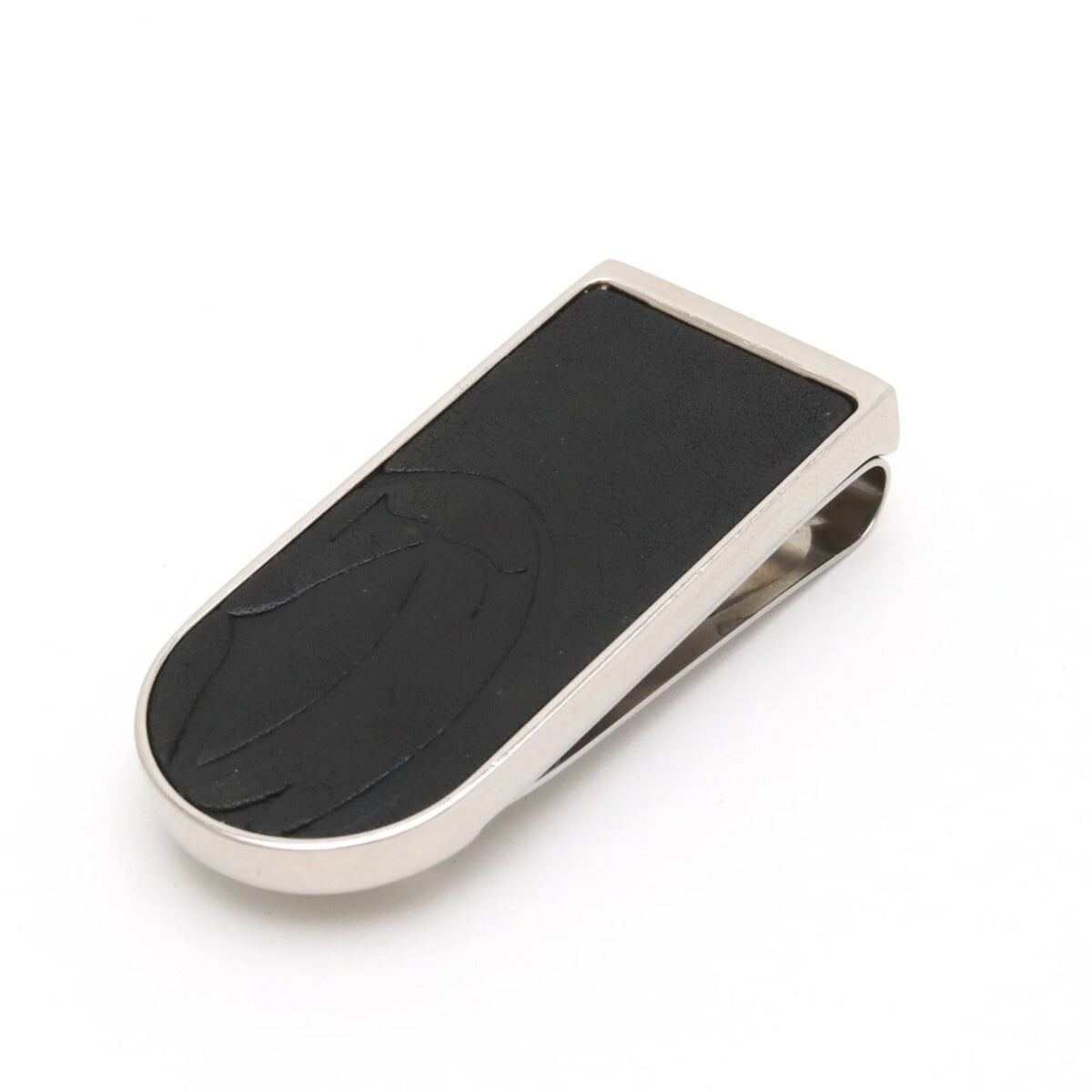 Used Cartier C Motif Money Clip Bill Scissors Leather Metal Black Silver T1220406 (Good)