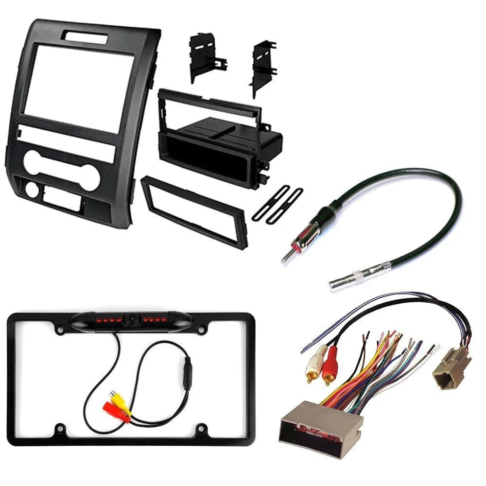 FOR FORD F-150 2009-2012 AFTERMARKET CAR STEREO INSTALL KIT DASH MOUNTING KIT + RADIO HARNESS+ ANTENNA ADAPTER+ REAR VIEW NIGHT VISION CAMERA
