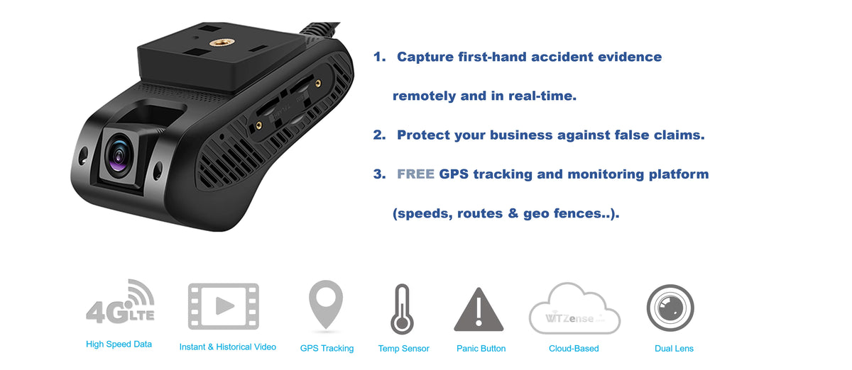 GPS Dash Camera  (2 lenses and can view from phone or PC)  * requires monthly subscription fees