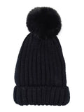 Adrienne Landau Female Faux Fur Pompom Hat (O/S, Black)