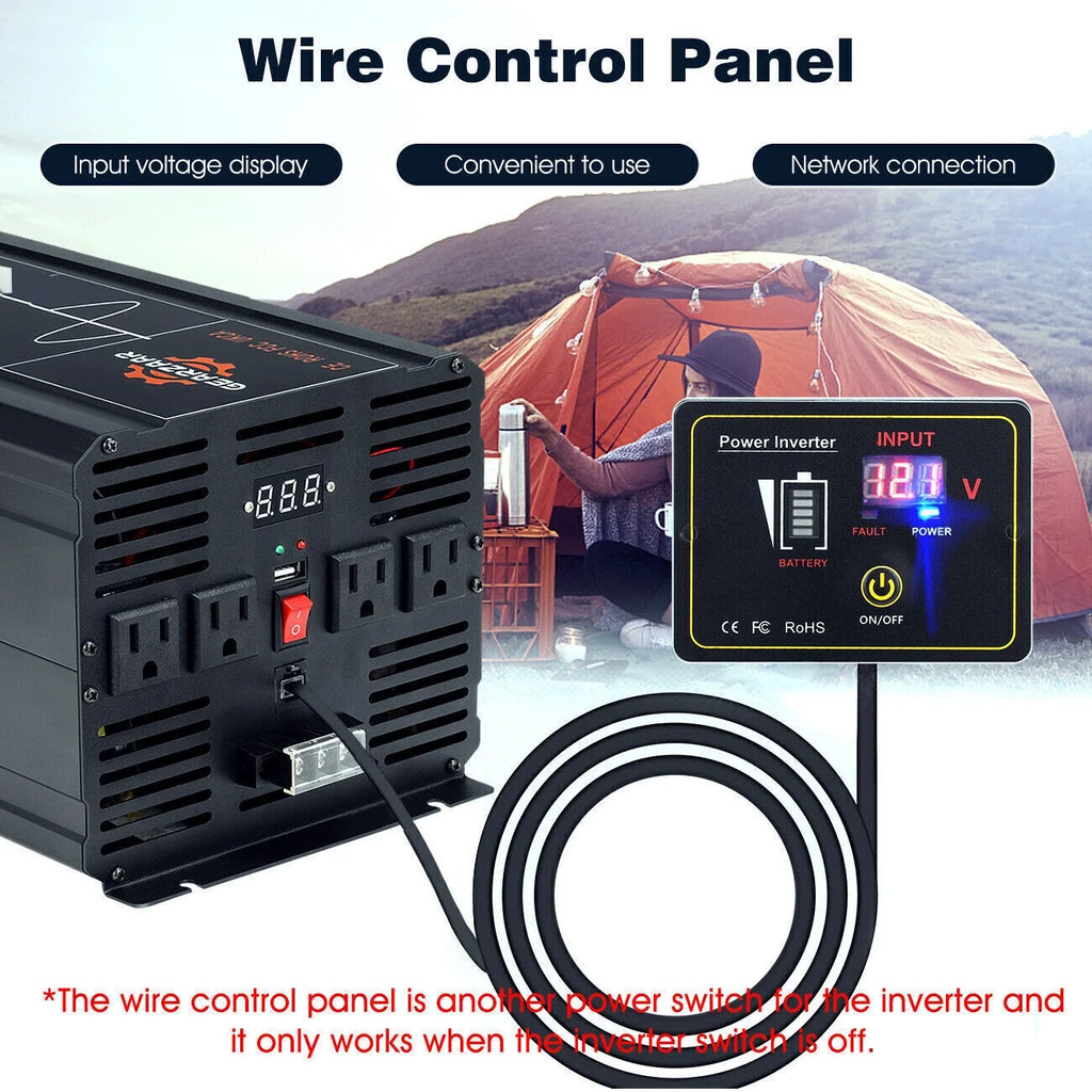 7000W Pure Sine Wave Car Power Inverter DC 12V To AC 120V LCD Car RV Solar Converter