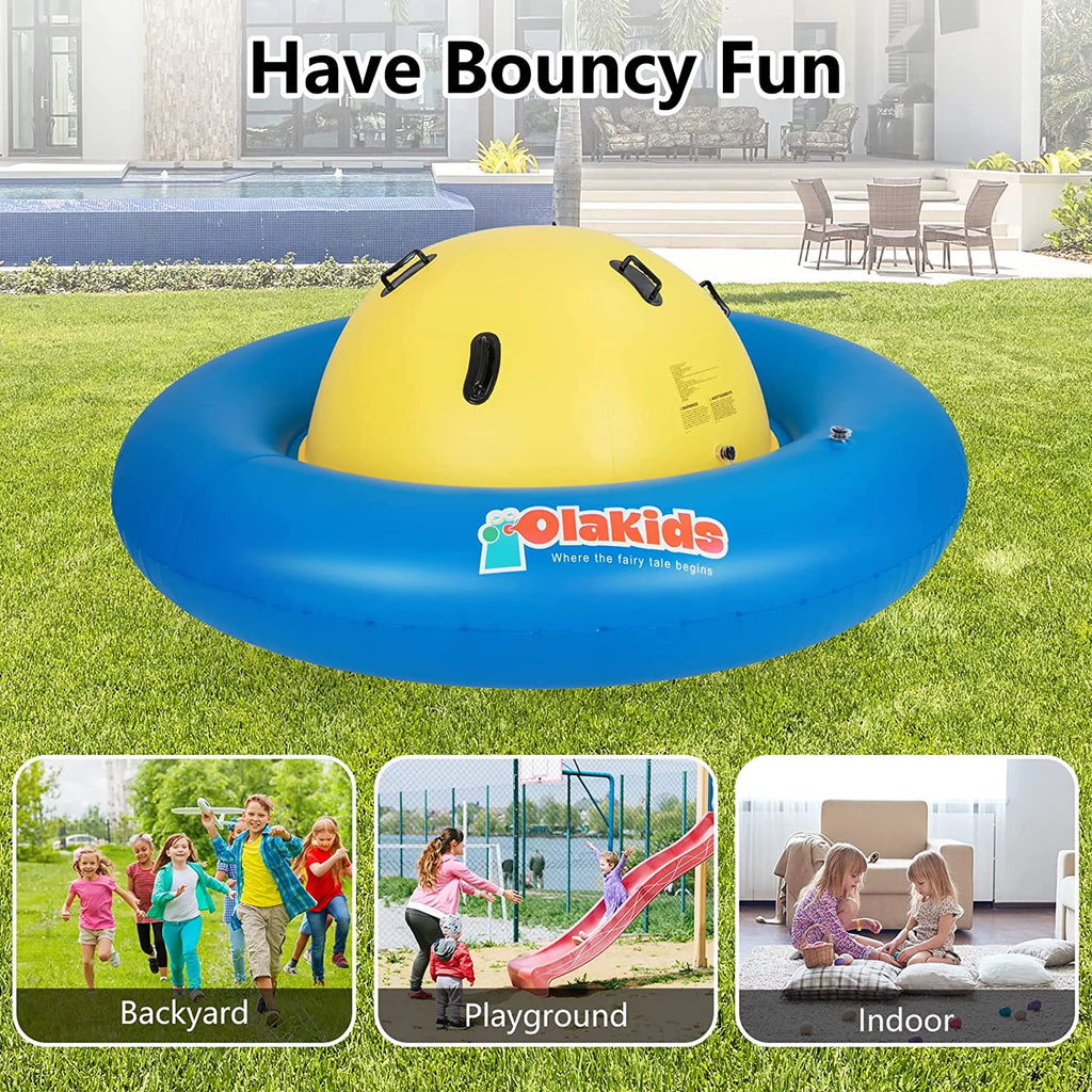 OLAKIDS 8FT Inflatable Dome Rocker Bouncer, Outdoor Kids Giant Roll and Play Seesaw Rocker with 6 Secure Handles, Max Weight 250 LBS, Toddlers Climbing Game Toy Backyard Play Center Equipment