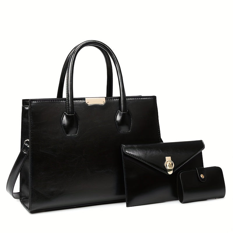 MICHROE Vintage Vegan Tote Bag Set  Top Handle Satchel  Women‘s Luxury Handbag  Shoulder Purse & Crossbody Bag