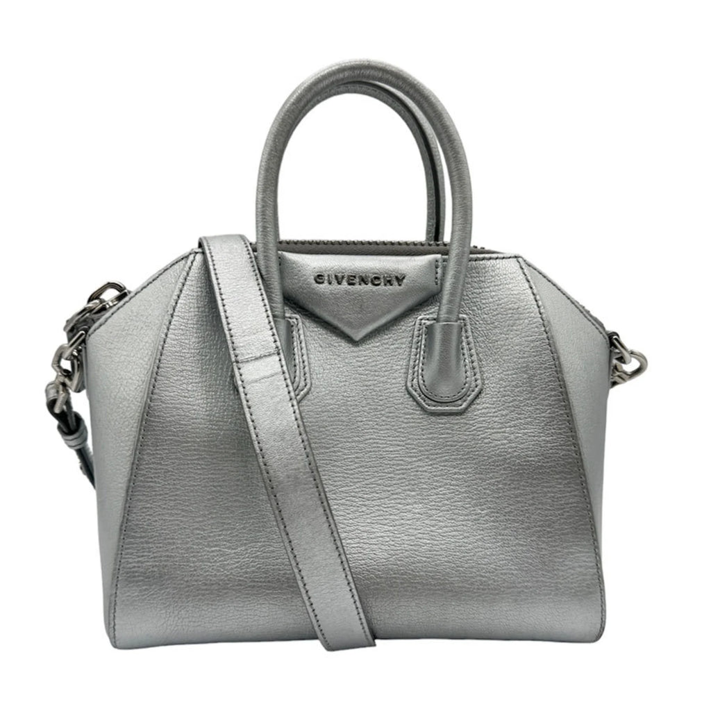 Used Givenchy Handbag Shoulder Bag Antigona Leather Silver For Her (Good)