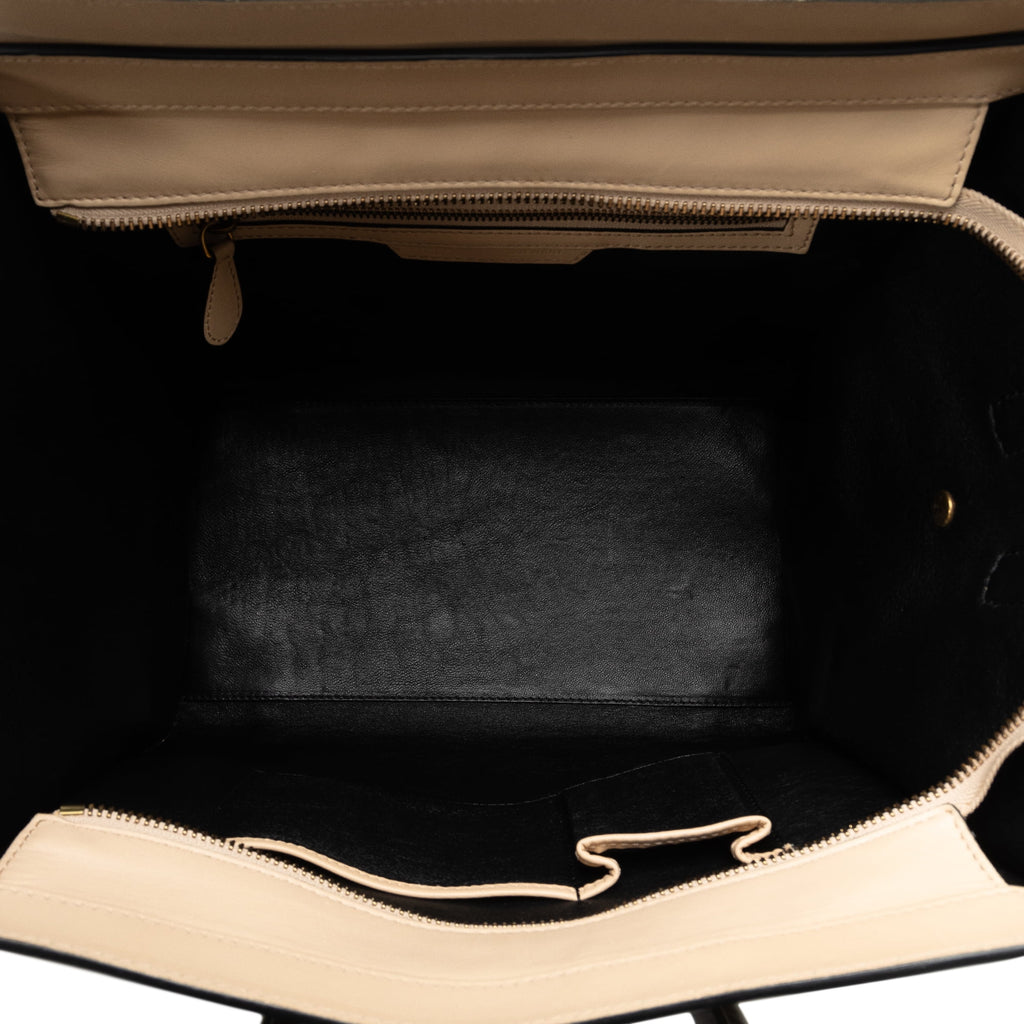 Secondhand Authenticated Celine Mini Bicolor Luggage Tote Calf Leather Brown Tote Bag Unisex (Good)