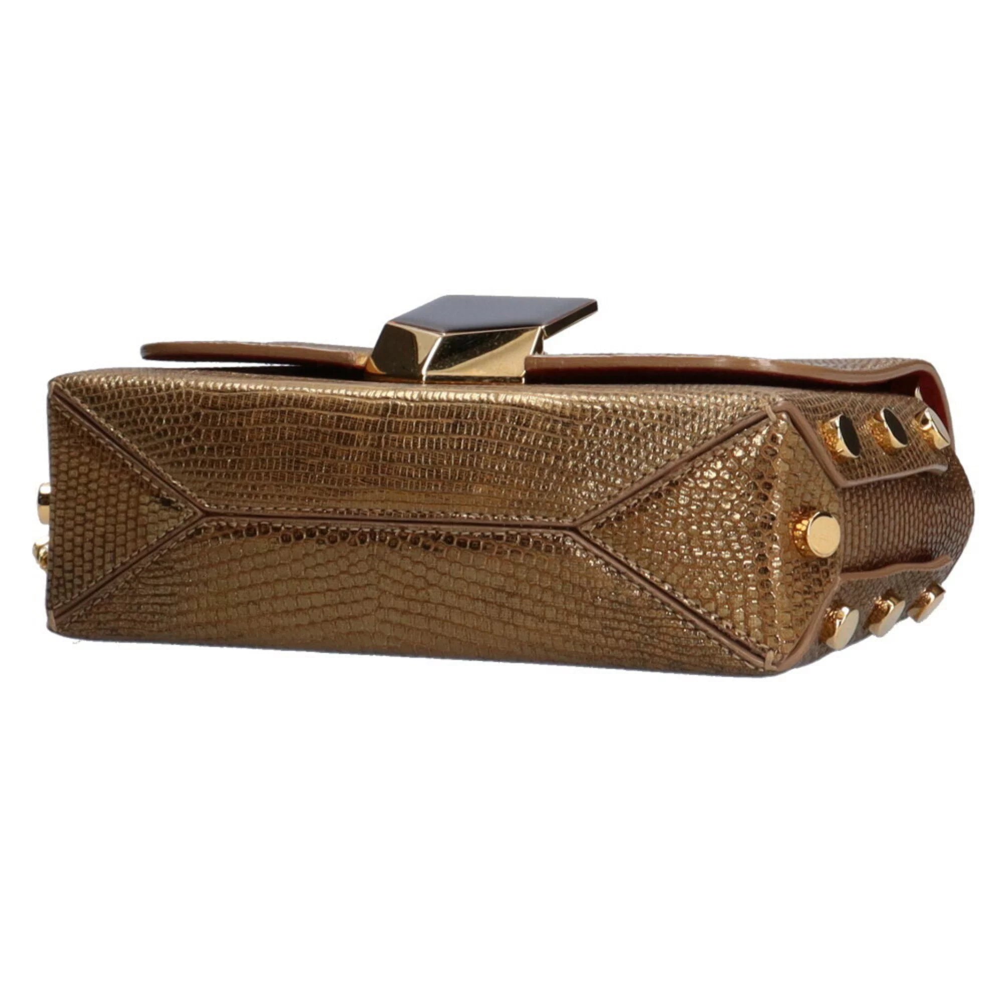 Used Jimmy Choo Chain Shoulder Bag Leather Gold Female (Fair)