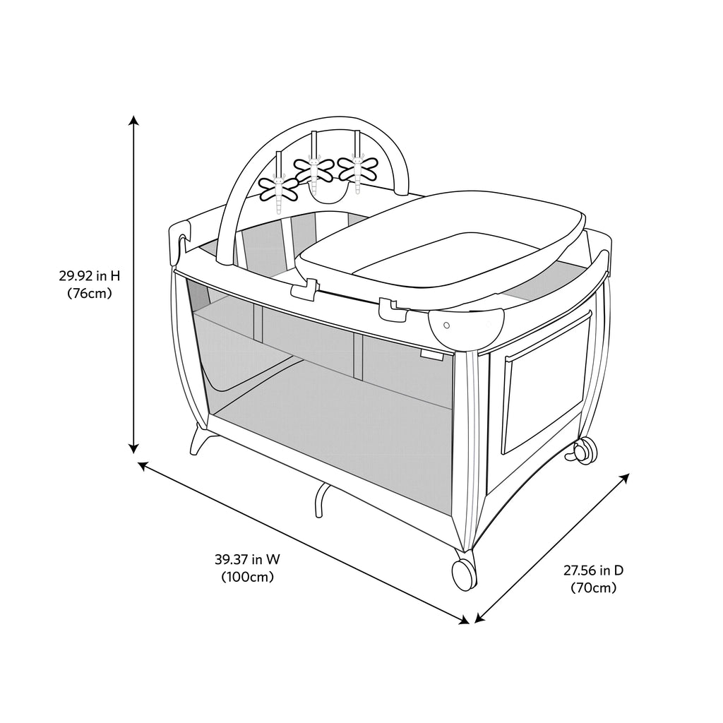 Monbebe Play Yard with Full Size Rocking Bassinet, Castle Point