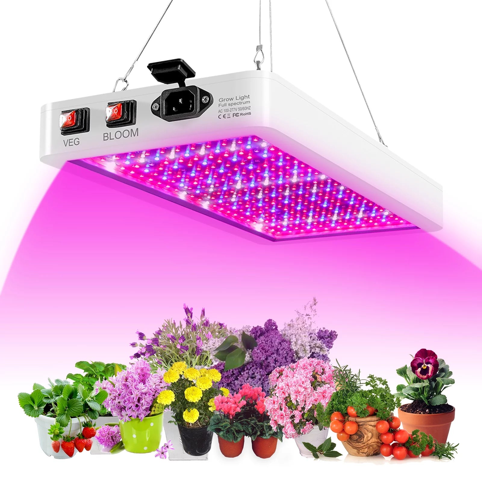 Htovila 2000W LED Grow Light for Indoor Plants 312 LEDs Full Spectrum Veg and Bloom Dual Switch IP65 Waterproof Hanging Plant Growing Lamps for Seedlings Flowers Greenhouse