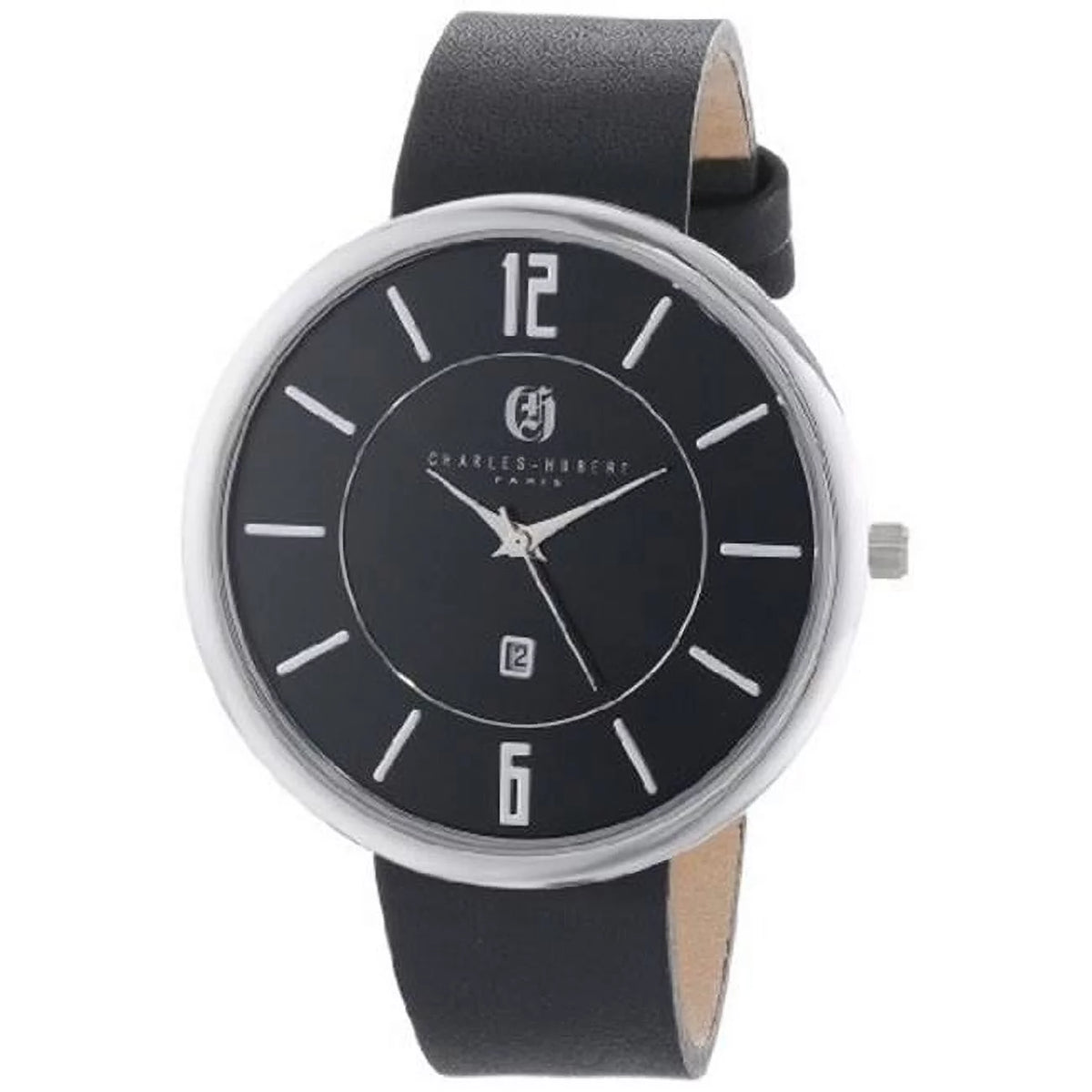 Corrosion-free Alloy Black Dial Round Quartz Watch - Black - 42