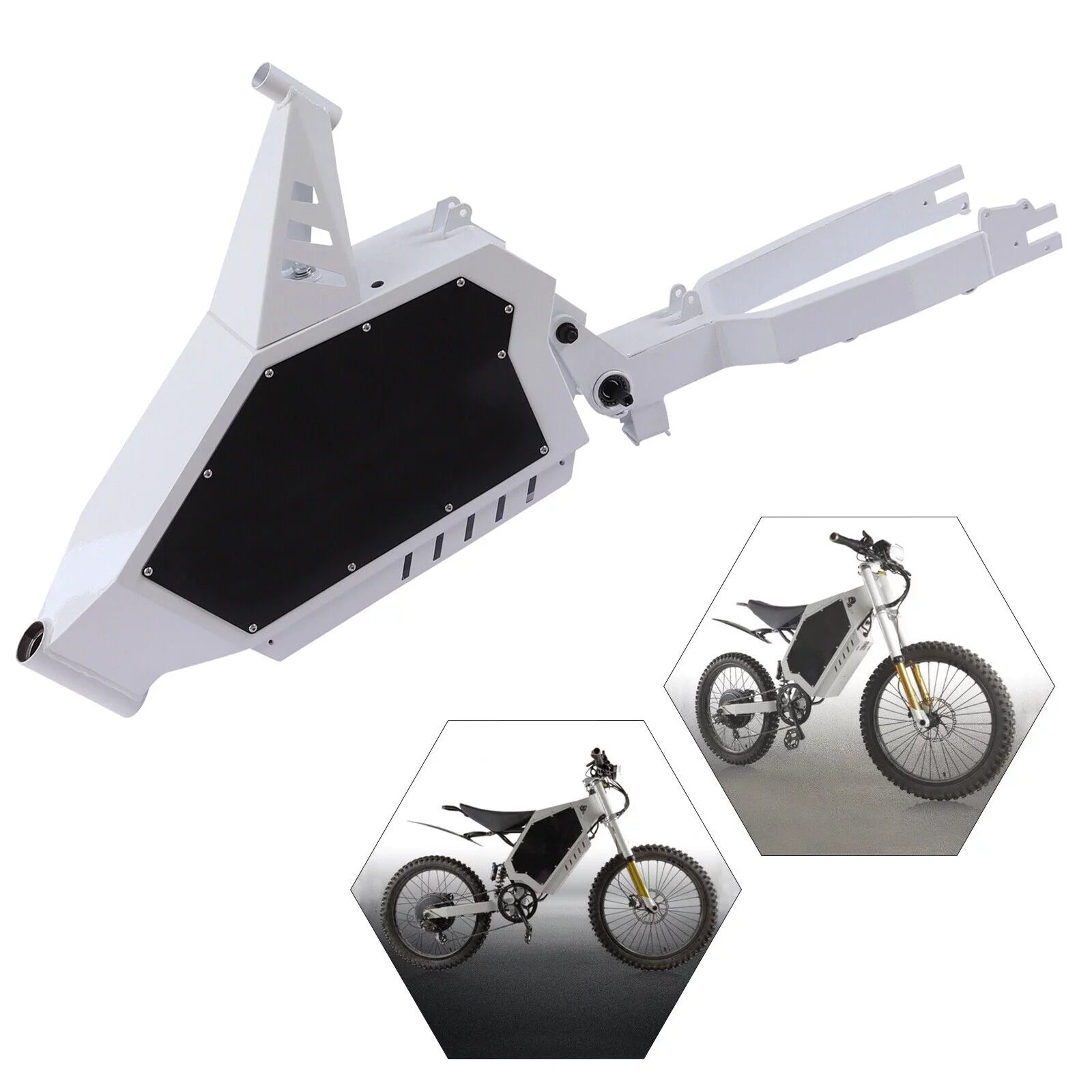 Miumaeov Electric Bicycle Iron Frame Adjustable For 20" or 26" Stealth Bomber E-Bikes(White)