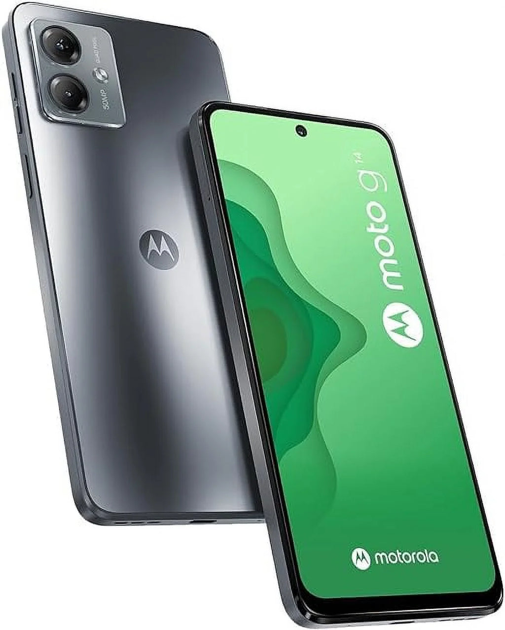 Motorola Moto G14 Dual SIM (2023) 4G LTE (4/128GB) 6.5" IPS LDC Display | Android 13 | 50MP Rear Camera | 5000mAh Battery | International Model - (Metal Gray)