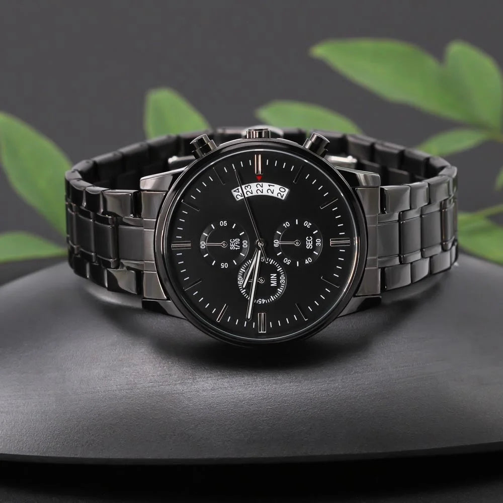 Husband Daddy Protector Hero Engraved Multifunction Analog Corrosion-free Alloy Chronograph Men's Watch W Copper Dial