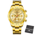 Men Watch Multifunction Sub-Dials Chronograph Luminous Hands Sport Waterproof Wristwatch Corrosion-free Metal Strap Relogio Masculino