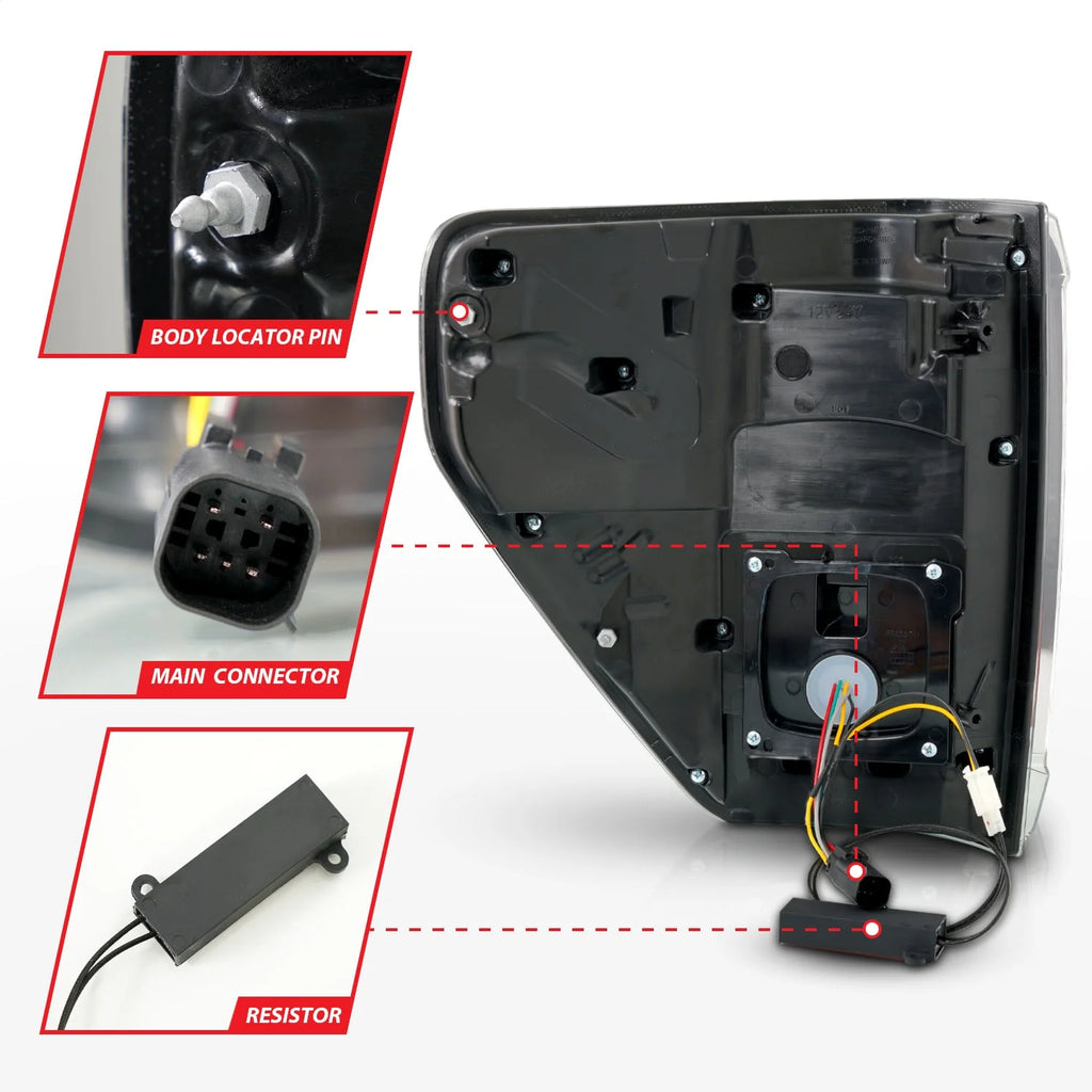 ANZO 21-23 Ford F-150 LED Taillights Seq. Signal w/BLIS Cover - Black Smoke Fits select: 2022 FORD F150, 2021 FORD F150 SUPER CAB