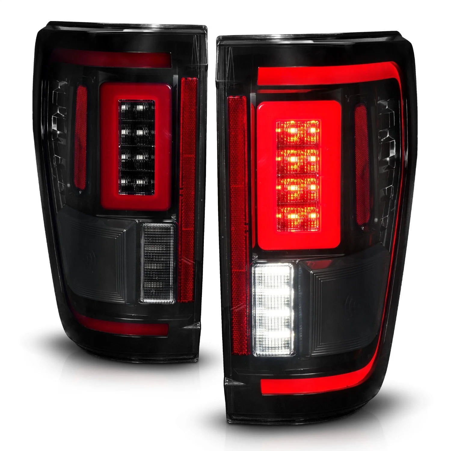 ANZO 21-23 Ford F-150 LED Taillights Seq. Signal w/BLIS Cover - Black Smoke Fits select: 2022 FORD F150, 2021 FORD F150 SUPER CAB