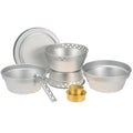 Yabuy Portable Camping Cookware Mess Kit Stove Spirit with Stand Pot Pan with Gripper Cooking Set for Backpacking Hiking Picnic BBQ