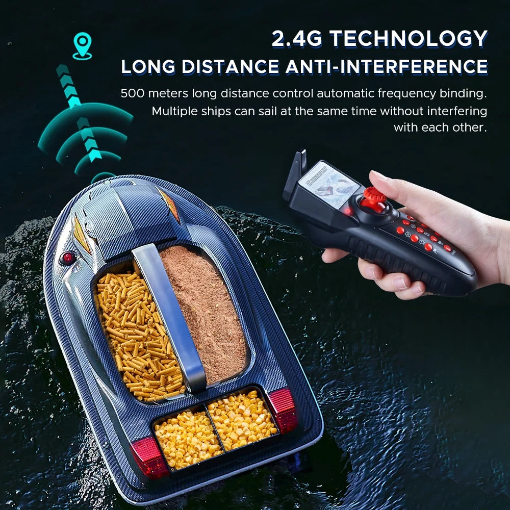 walmeck Large 3 Hopper High Speed Fishing Boat 500M 7KG Load Voice Broadcast Smart Route Correction Remote Control Bait Boat