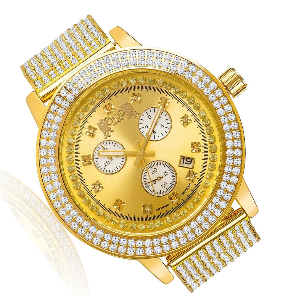 Mens 2 Row Corrosion-free Alloy Bezel 10 Row Custom Band Date Function Joe Rodeo Jojo Jojino Khronos Watch