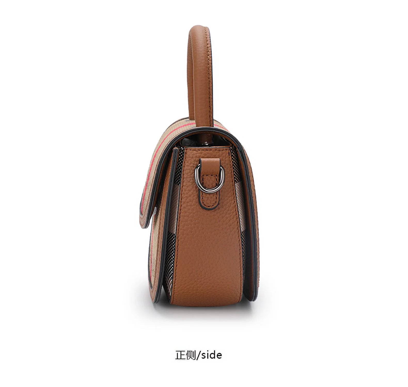 Aidrani   New Female One Shoulder Crossbody Bag Canvas with Cowhide Saddle Bag