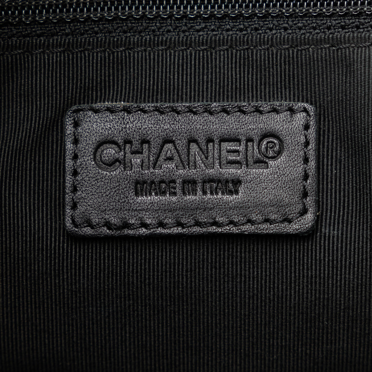 Used Authenticated Chanel CC Wild Stitch Handbag Lambskin Leather Black Top HandleBag Unisex (Good)