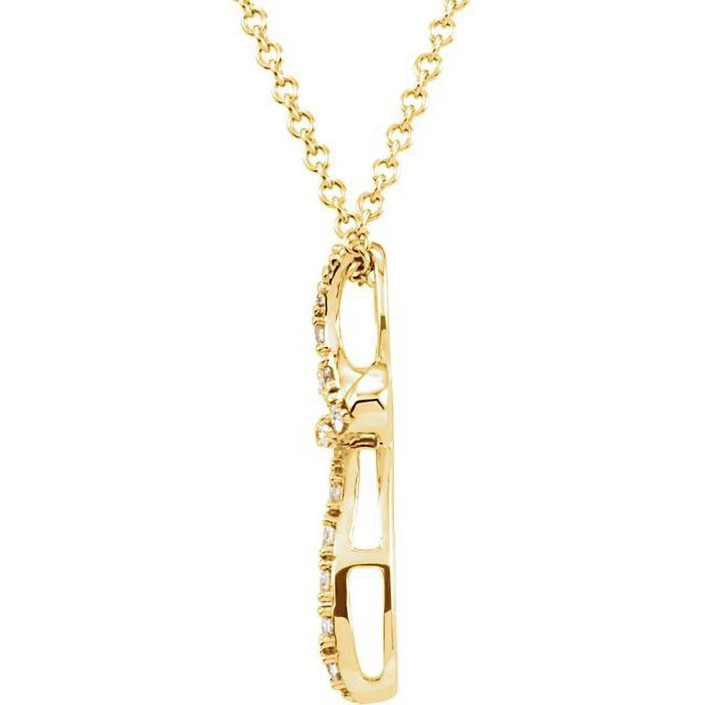 14K Yellow 1/10 CTW Natural Diamond Cross 18" Necklace 651692:100:P