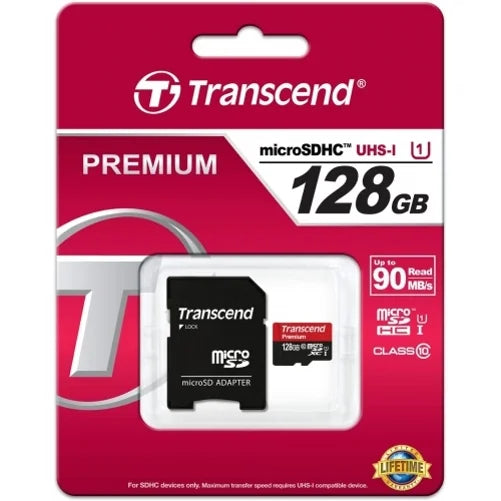 128GB Memory Card with Zipper Case (Not a phone case) - Transcend High Speed MicroSD Class 10 MicroSDXC Compatible for ZTE Axon 9 Pro, Blade Vantage 2,Spark,Max 3,2S, M, Force, ZPad 8 - Q7G