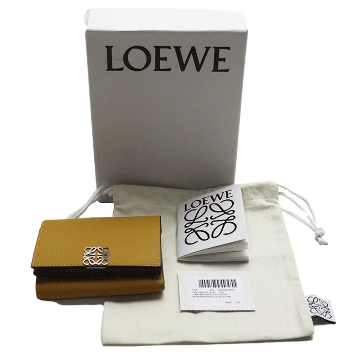 Previously Owned LOEWE Trifold Wallet Anagram Mustard Color C821TR2X02 8110 Female (Good)