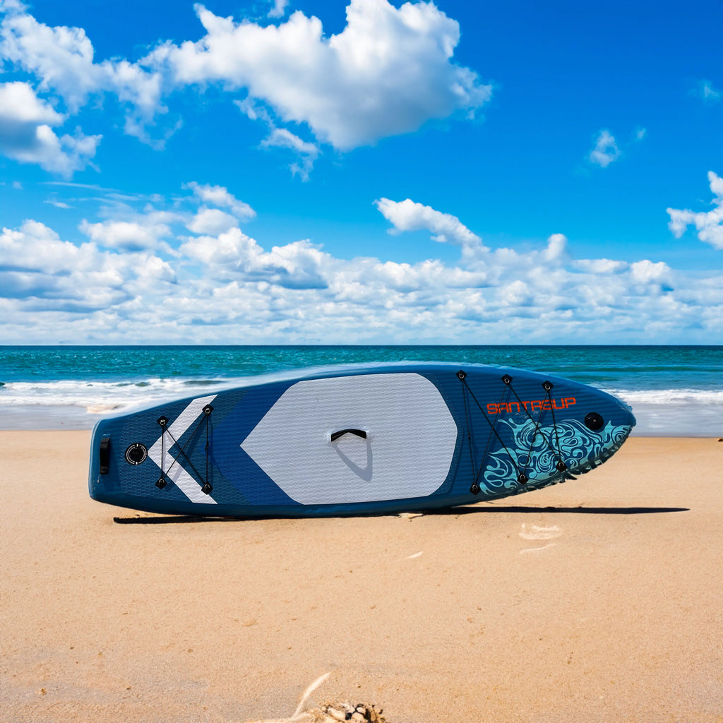 KUUFER 118"x33"x 5"Inflatable Stand Up Paddle Board with Premium SUP Accessories & Carry Bag, Wide Stance, Bottom Fin for Paddling, Surf Control, Non-Slip Deck, Youth Standing Boat, Navy Blue
