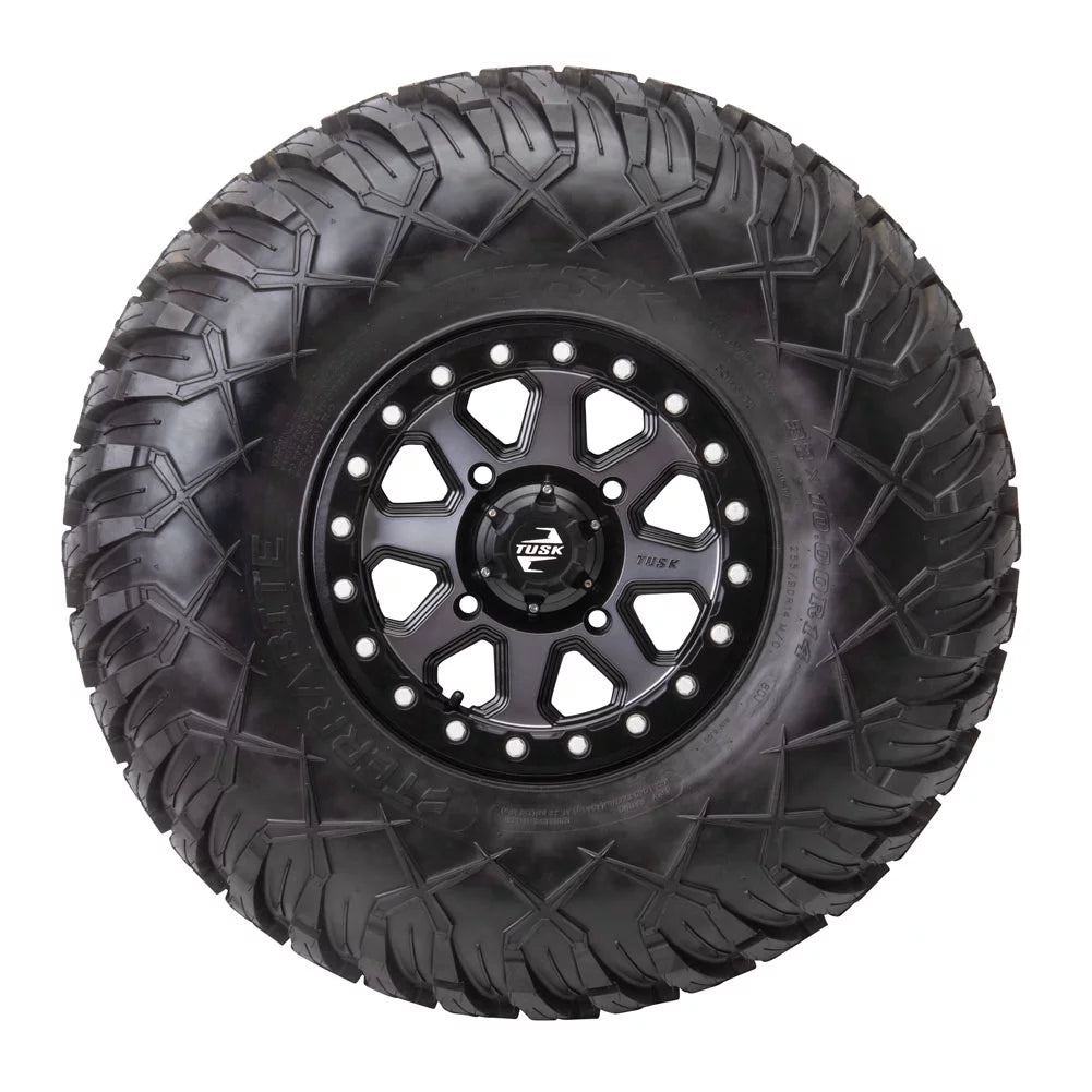 (4 Pack) 4/156 Tusk Uinta Beadlock Wheel 14X7 4.0 + 3.0 Gunmetal/black For Yamaha Wolverine Rmax 4 1000 R-Spec 2022