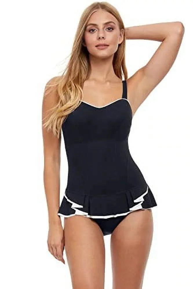 Profile by Gottex BLACK/WHITE Belle Curve One Piece Swimsuit, US 6D, UK 6D
