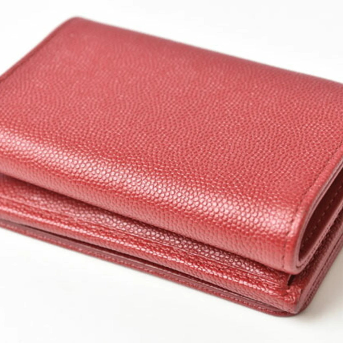 Secondhand Chanel wallet CHANEL here mark caviar skin dark red (Like New)