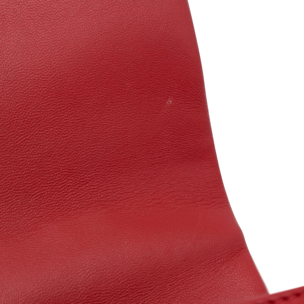 Previously Owned Authenticated Chanel Small Easy Carry Flap Bag Lambskin Leather Red Satchel Unisex (Good)