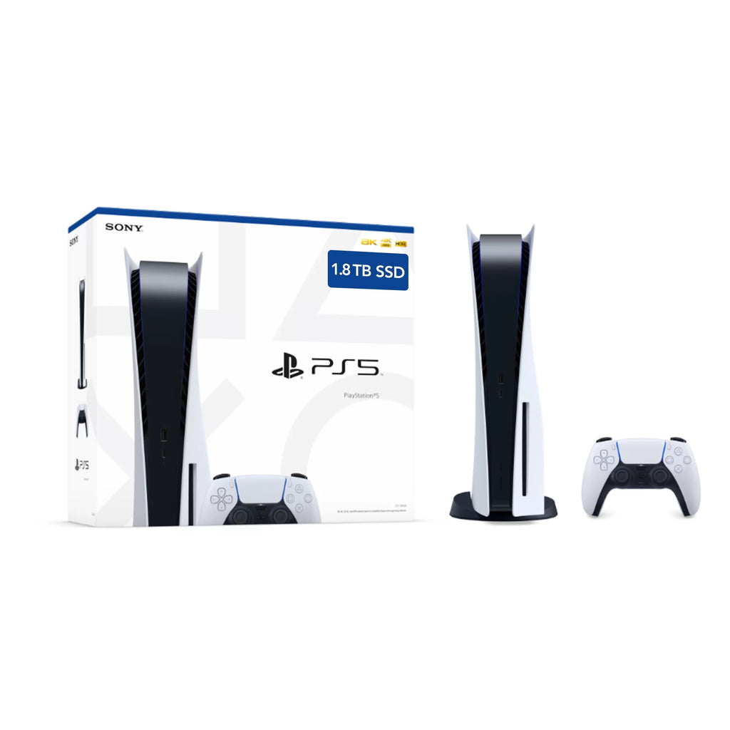 Sony PlayStation 5 Upgraded 1.8TB PCIe Gen 4 NVNe SSD Gaming Console Disc Drive Version, Controller - Original White - PS5 Disc Version JP Region Free