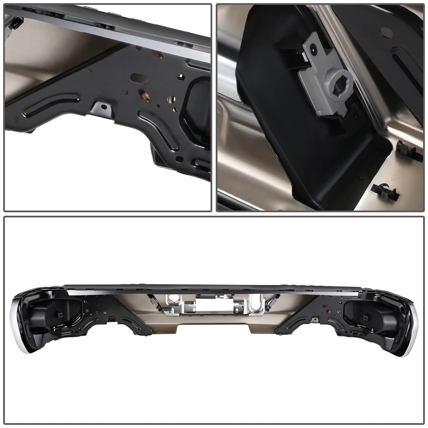 DNA Motoring STEPBUM-10067 For 2019-2023 Silverado Sierra Chrome Rear Step Bumper With Dual Exhaust Cutouts