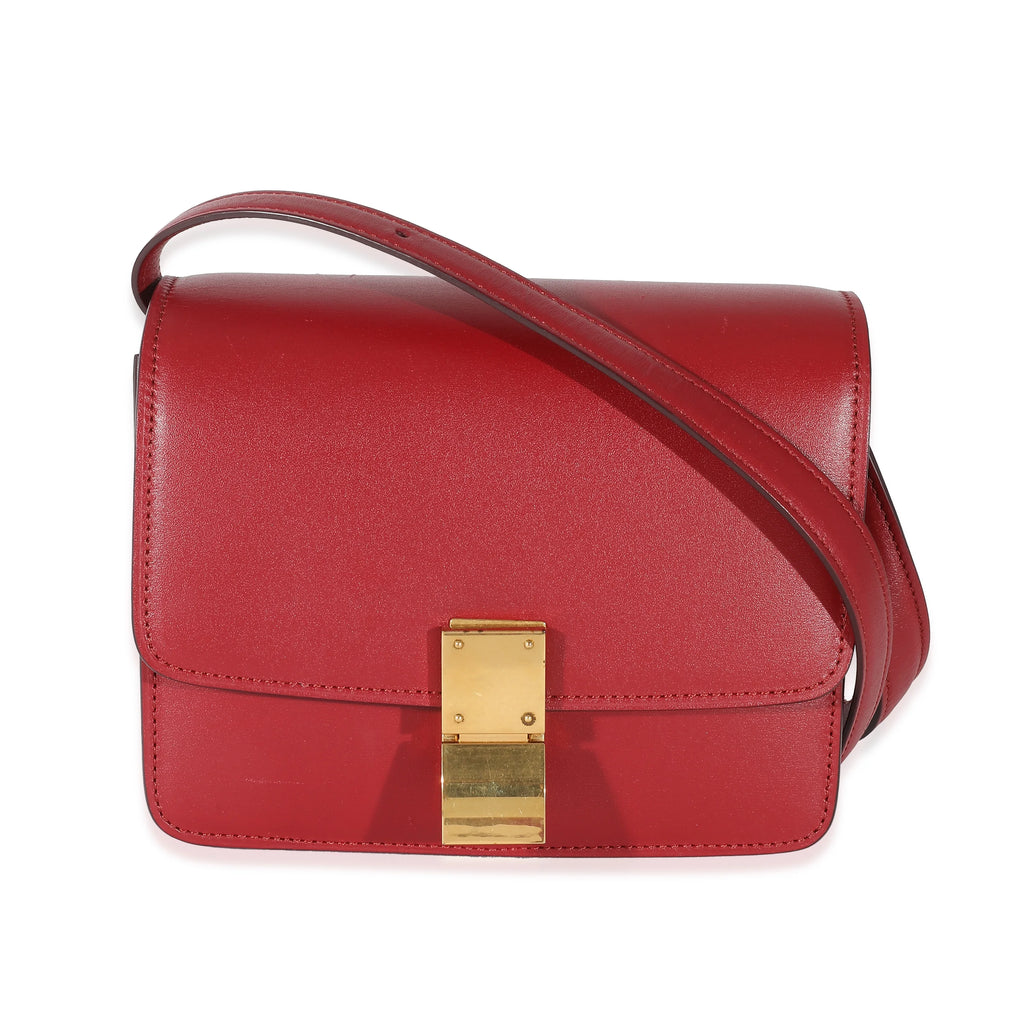 Celine Red Smooth Calfskin Small Classic Box Bag Previously Owned