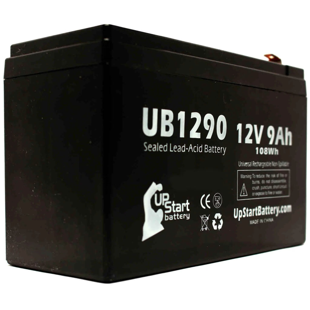 Compatible Dyna Cell WP6.512 Battery - Replacement UB1290 Universal Sealed Lead Acid Battery (12V, 9Ah, 9000mAh, F1 Terminal, AGM, SLA) - Includes TWO F1 to F2 Terminal Adapters