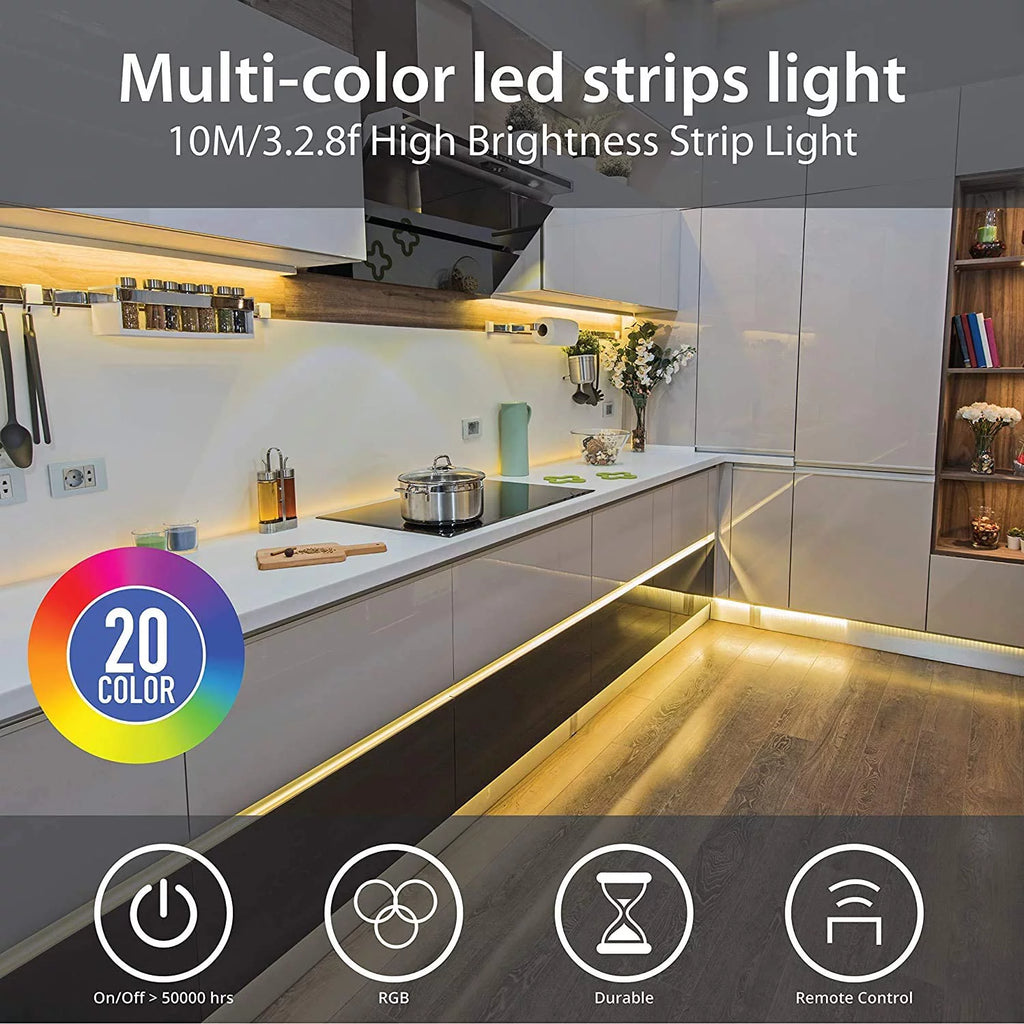 WBM Smart LED Color Changing  Strip Light For Bedroom, App Remote Control, 32.8 Ft
