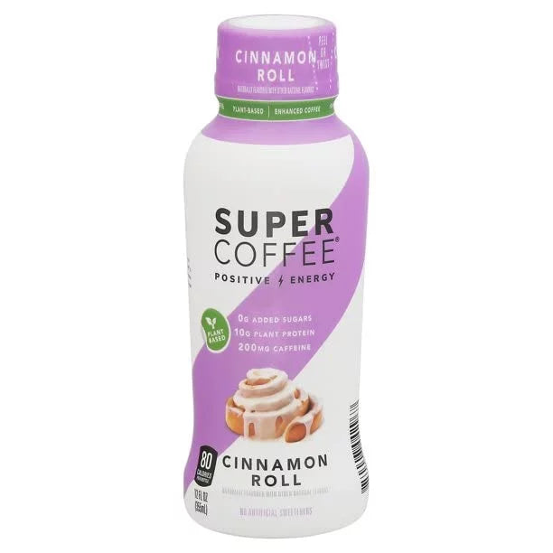 Ready to Drink Super Coffee 12 Ounce Bottles 12 pack Choose your Flavor (Cinnamon Roll)