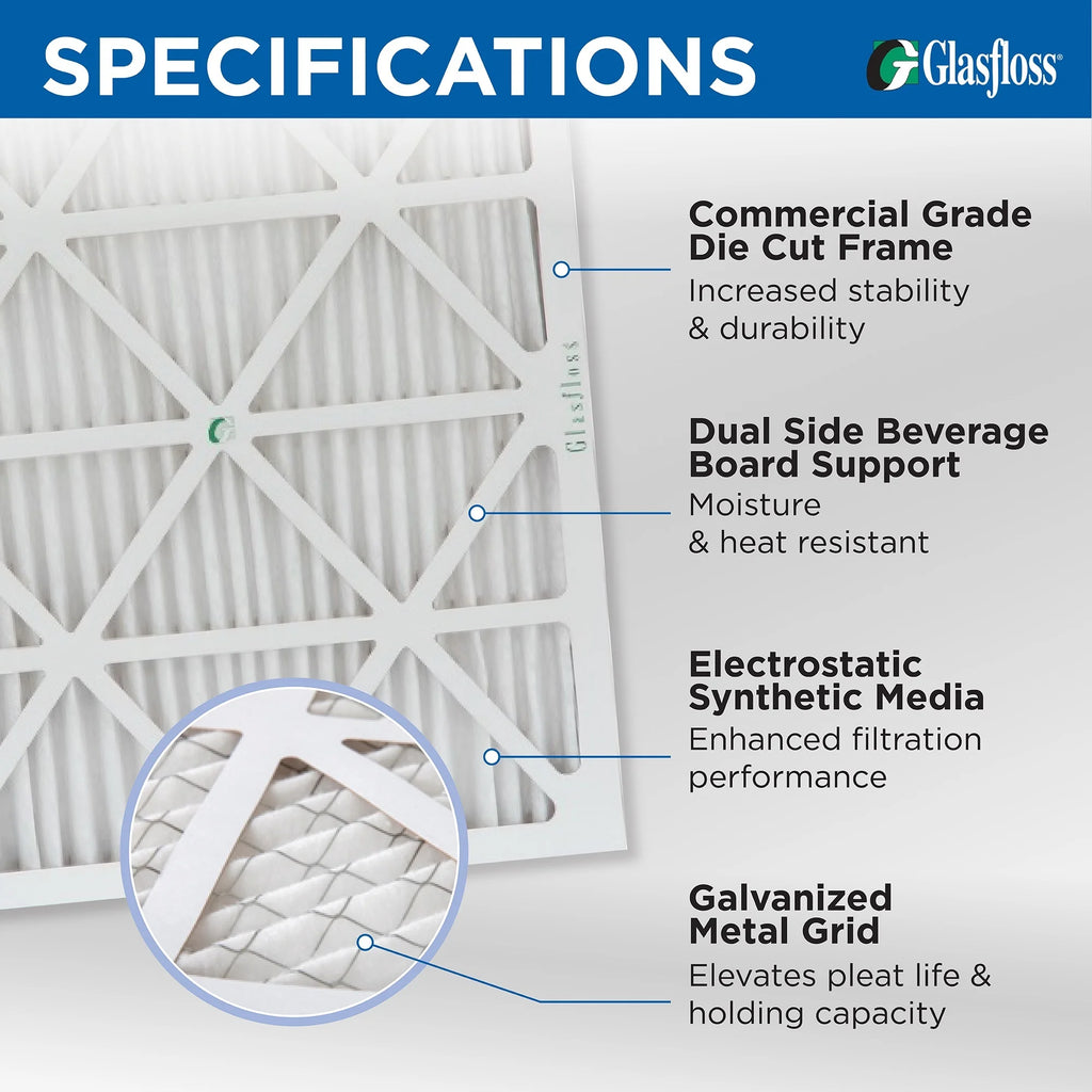 16x20x1 MERV 13 Pleated AC Furnace Air Filters by Glasfloss Industries. 6 Pack