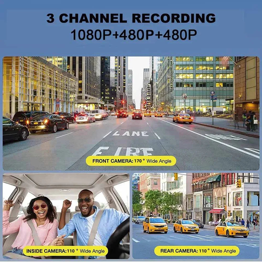 GoolRC Dash Camera,Dash Cam Rearview Mirror Car Video 3 Cameras Mirror Car Camera Wifi Cameras Wide Clear Car Camera Car Rearview Cam Rear 3 Cam With 3 Pristin Safety Cam Rear Mirror Wifi Car Buzhi