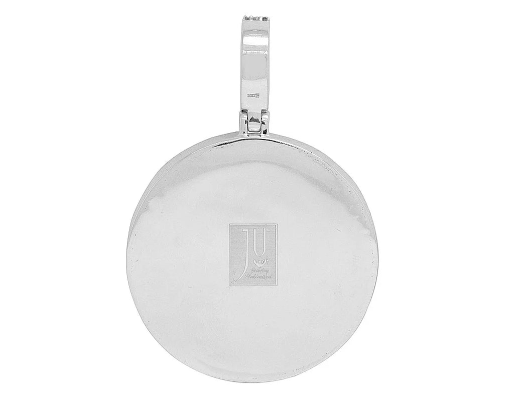 White Gold Memory Frame Baguette Diamond Photo Engrave Pendant 2" 2.2CT