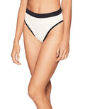L*Space Womens Frenchi Ribbed High Waisted Swimsuit Bottom, Size XS, Black/French Vanilla