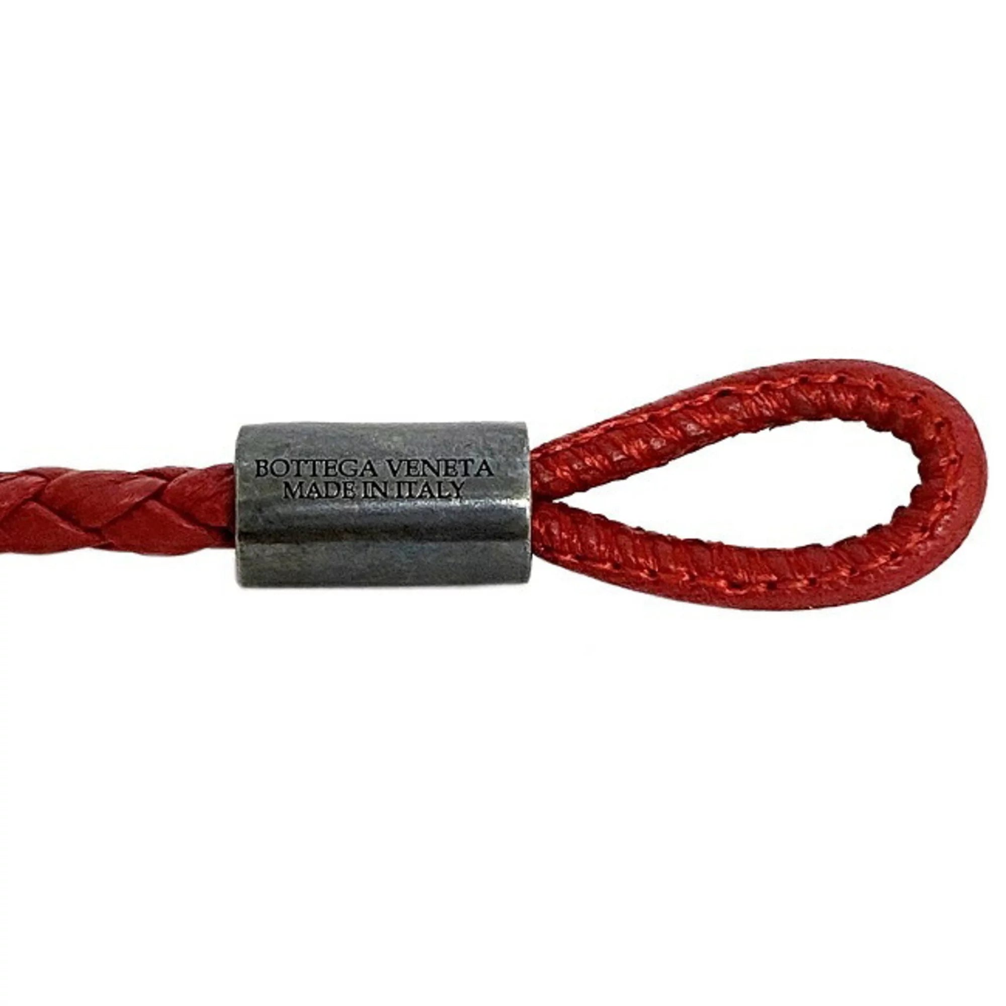 Secondhand Bottega Veneta Ec-14210 Leather,Silver 925 Charm Bracelet Red Color (Like New)