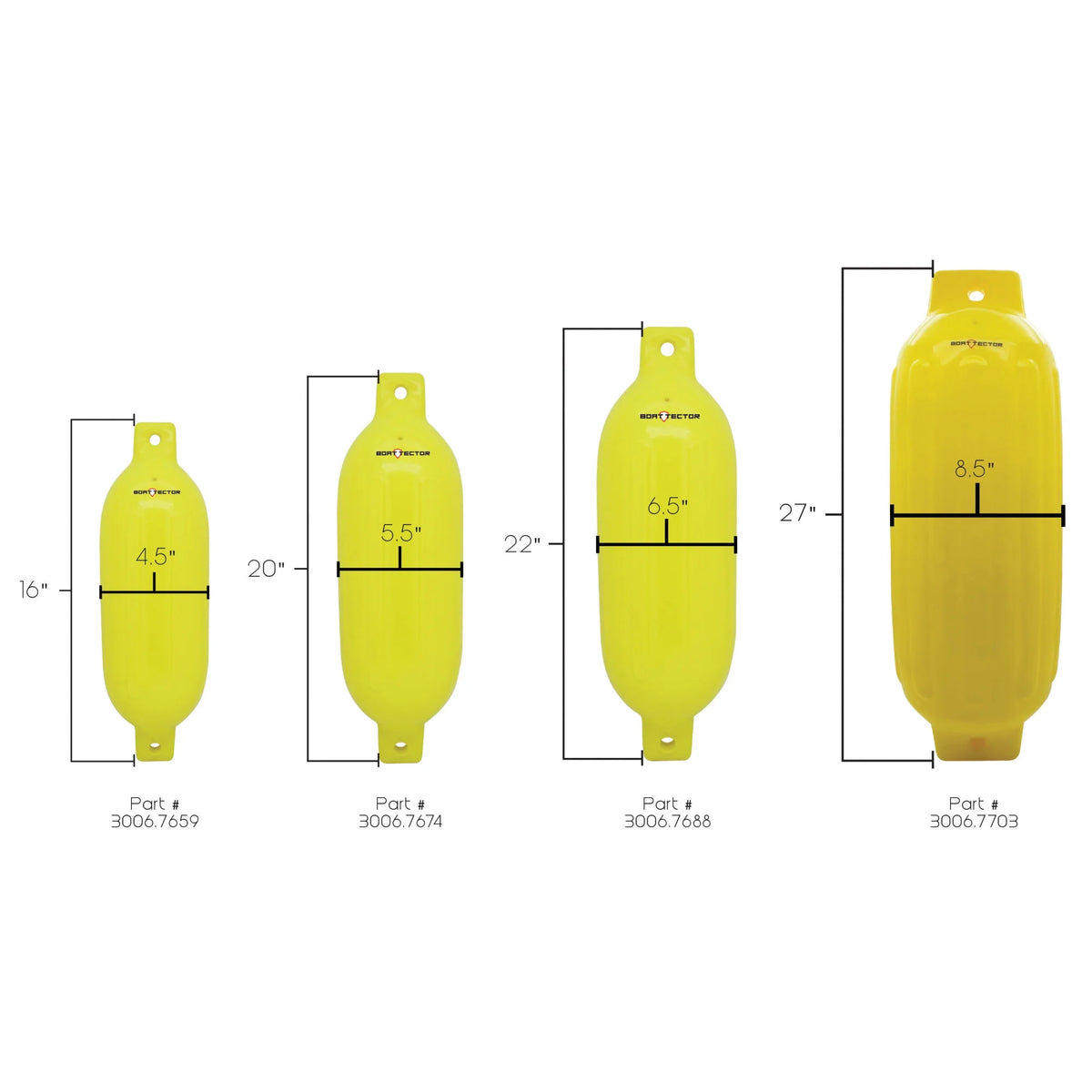Extreme Max 3006.8558.4 BoatTector Inflatable Fender Value 4-Pack - 10" x 30", Neon Yellow